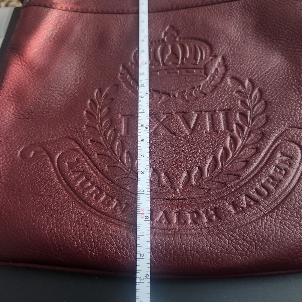 NWOT VintageRalph Lauren Leather Embossed LXVII Crown Bag Purse Oxblood Burgundy - Picture 9 of 10